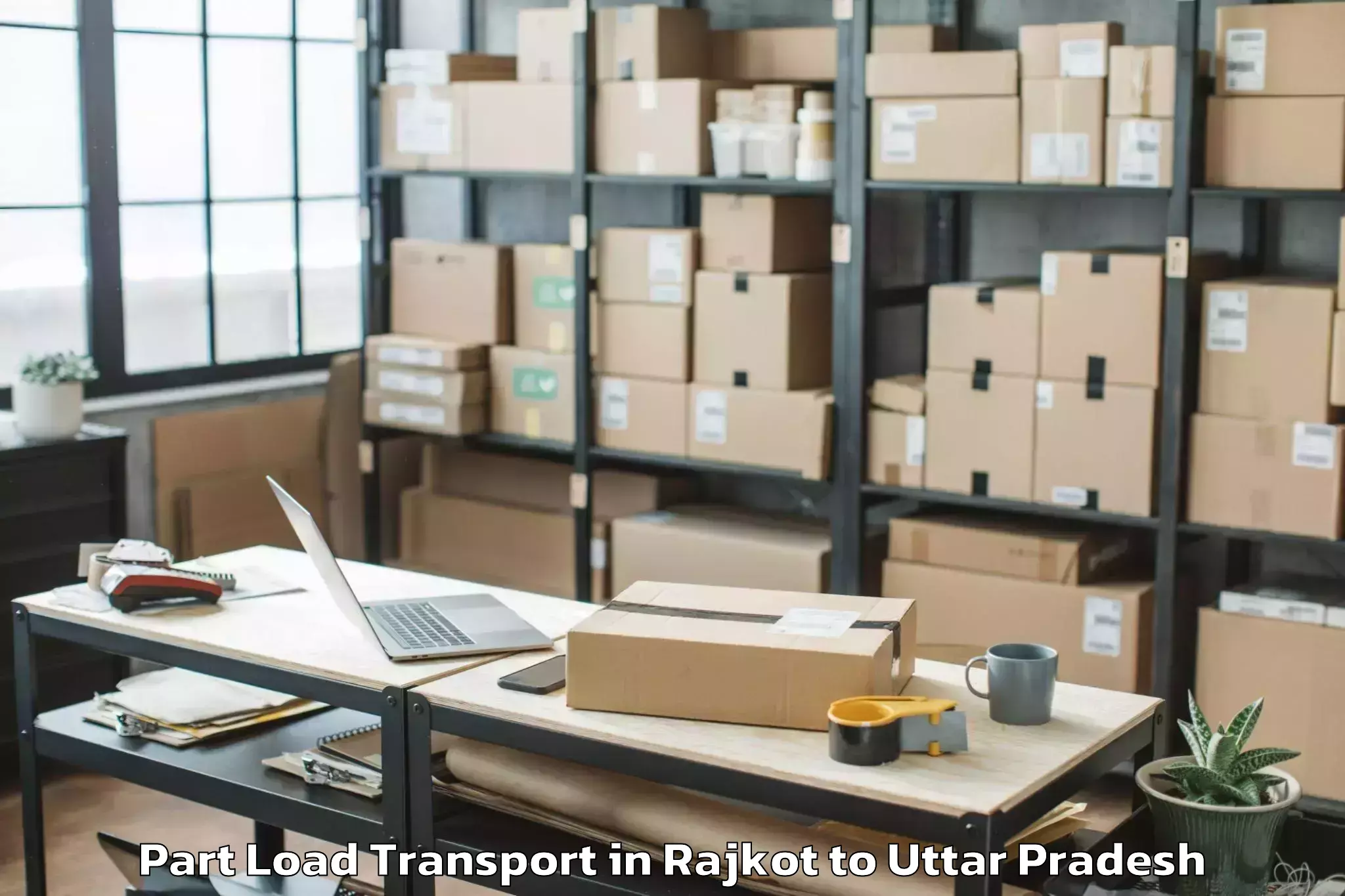 Book Rajkot to Js University Shikohabad Part Load Transport